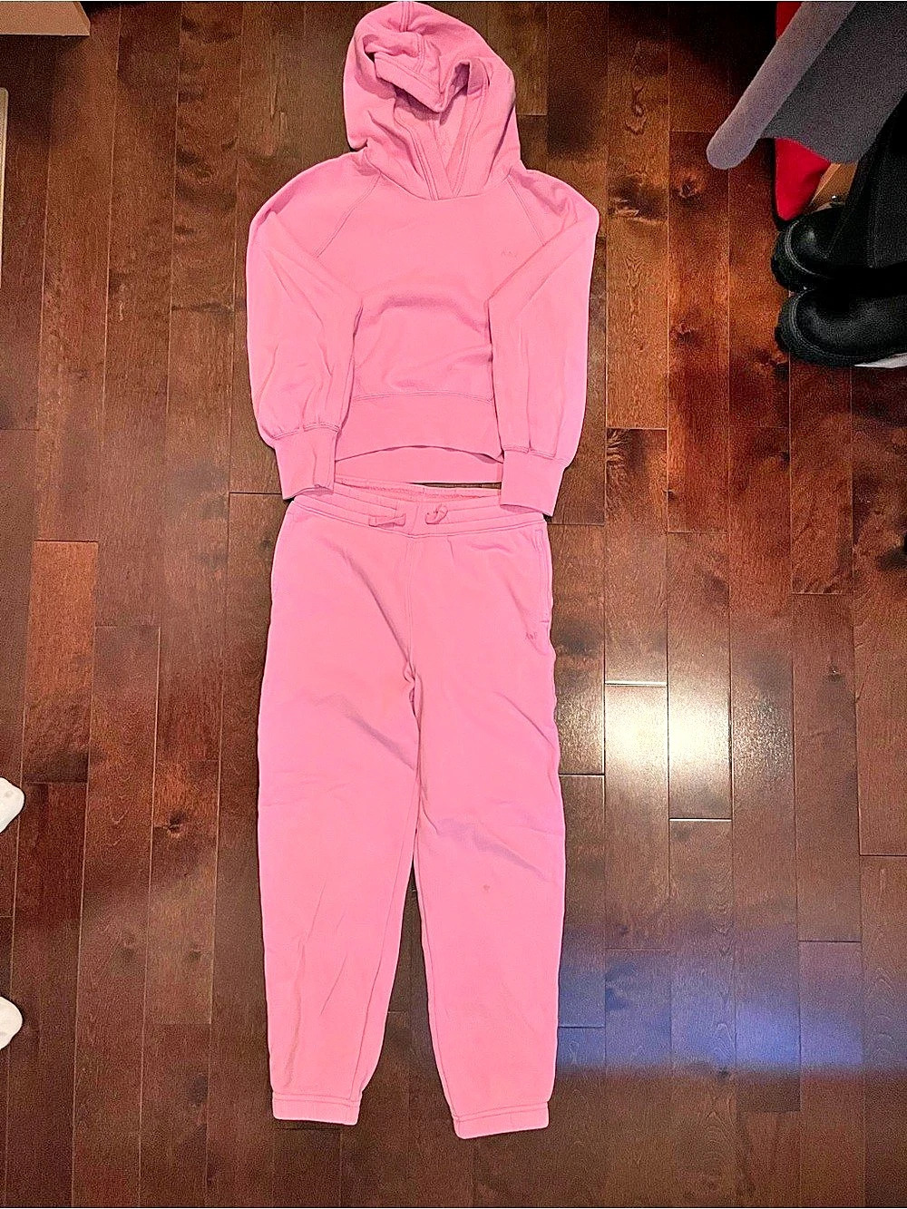 Abercrombie & Fitch Essential Popover Hoodie and Jogger Sweatpant Set Pink Girls